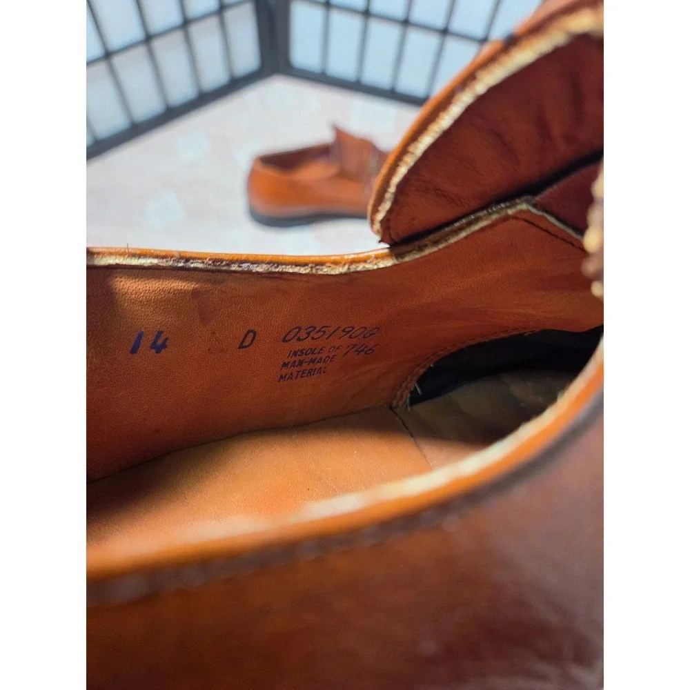 Size 14 D IRON AGE CO Steel Toe Work Loafers  Brown Cognac